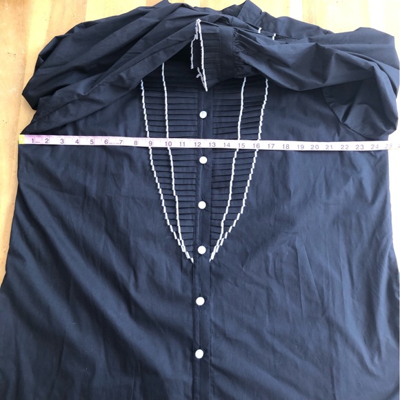 Vintage Bob Mackie Black and White Accordion Tuxedo Shirt Ruffles Pearl Pleated - Picture 9 of 11